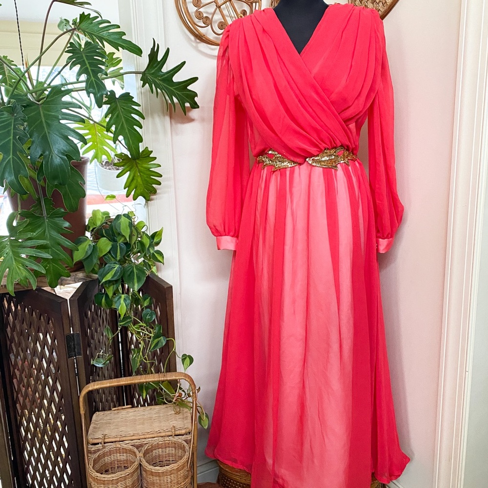 Vintage 70s Chiffon Formal Gown